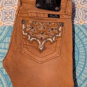 Miss Me Embellished Tan Jeans